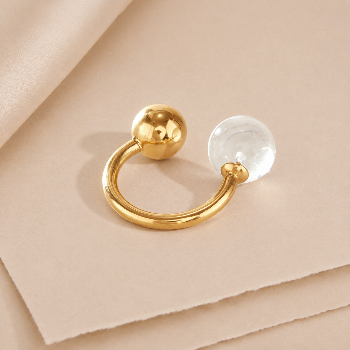 Modern Sphere Open Ring
