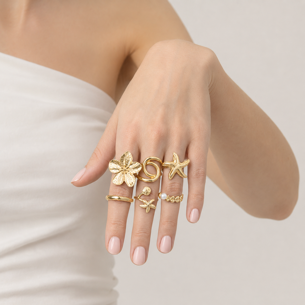 Tropical Bloom Ring Set