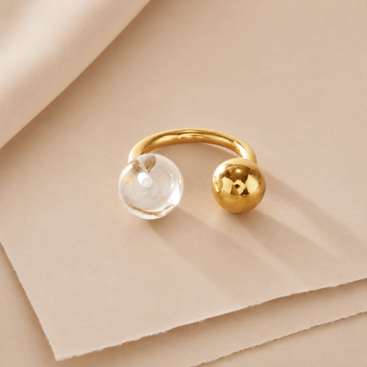 Modern Sphere Open Ring