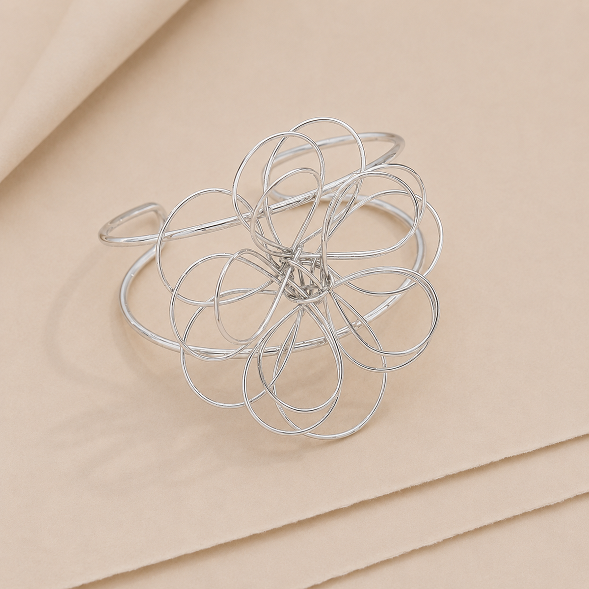 Sculptural Flower Cuff Bracelet