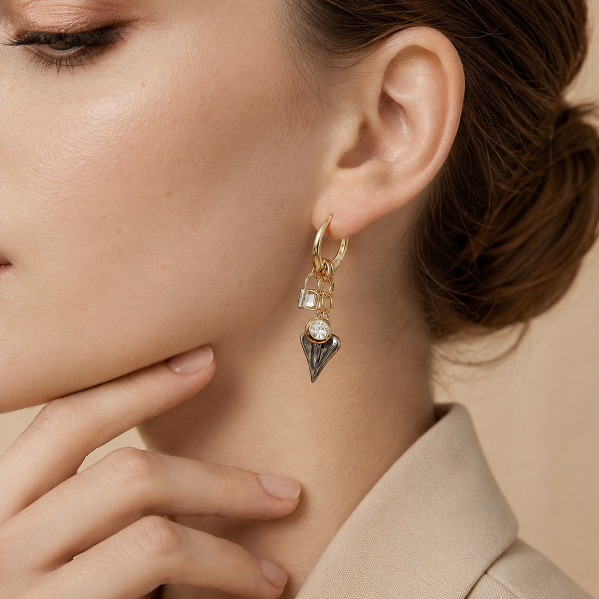Spike Charm Hoop Earring