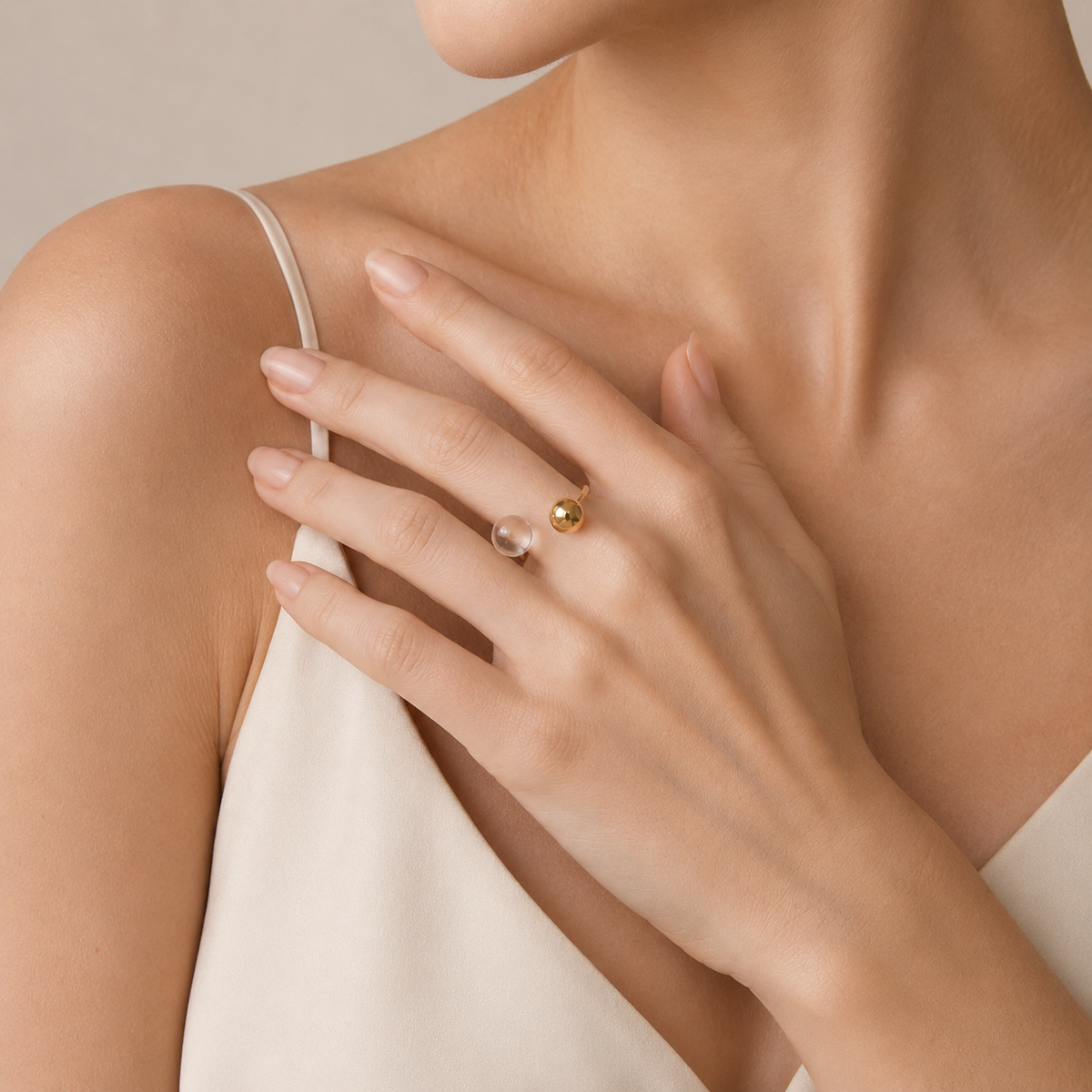 Modern Sphere Open Ring