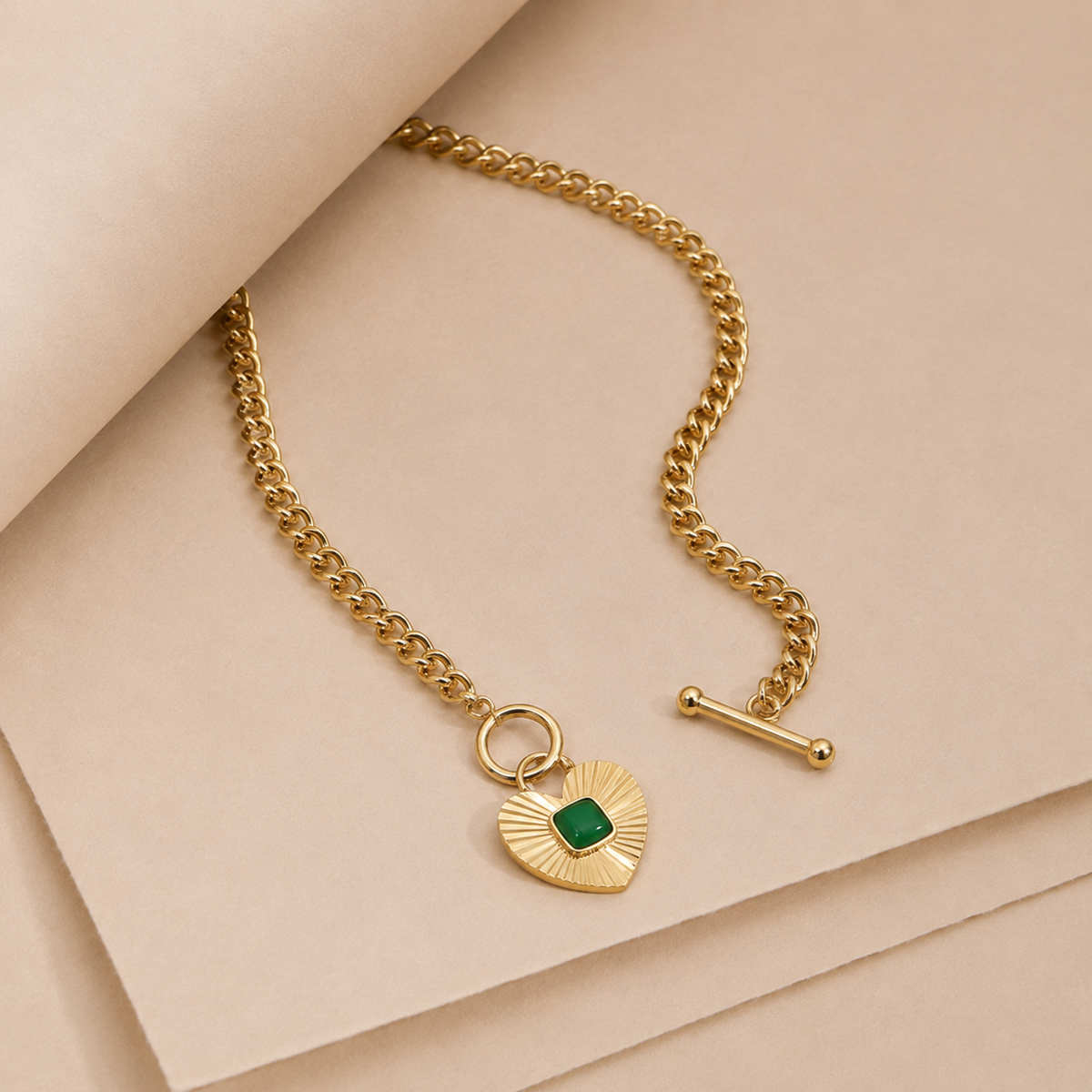 Heart Pendant Toggle Chain Necklace